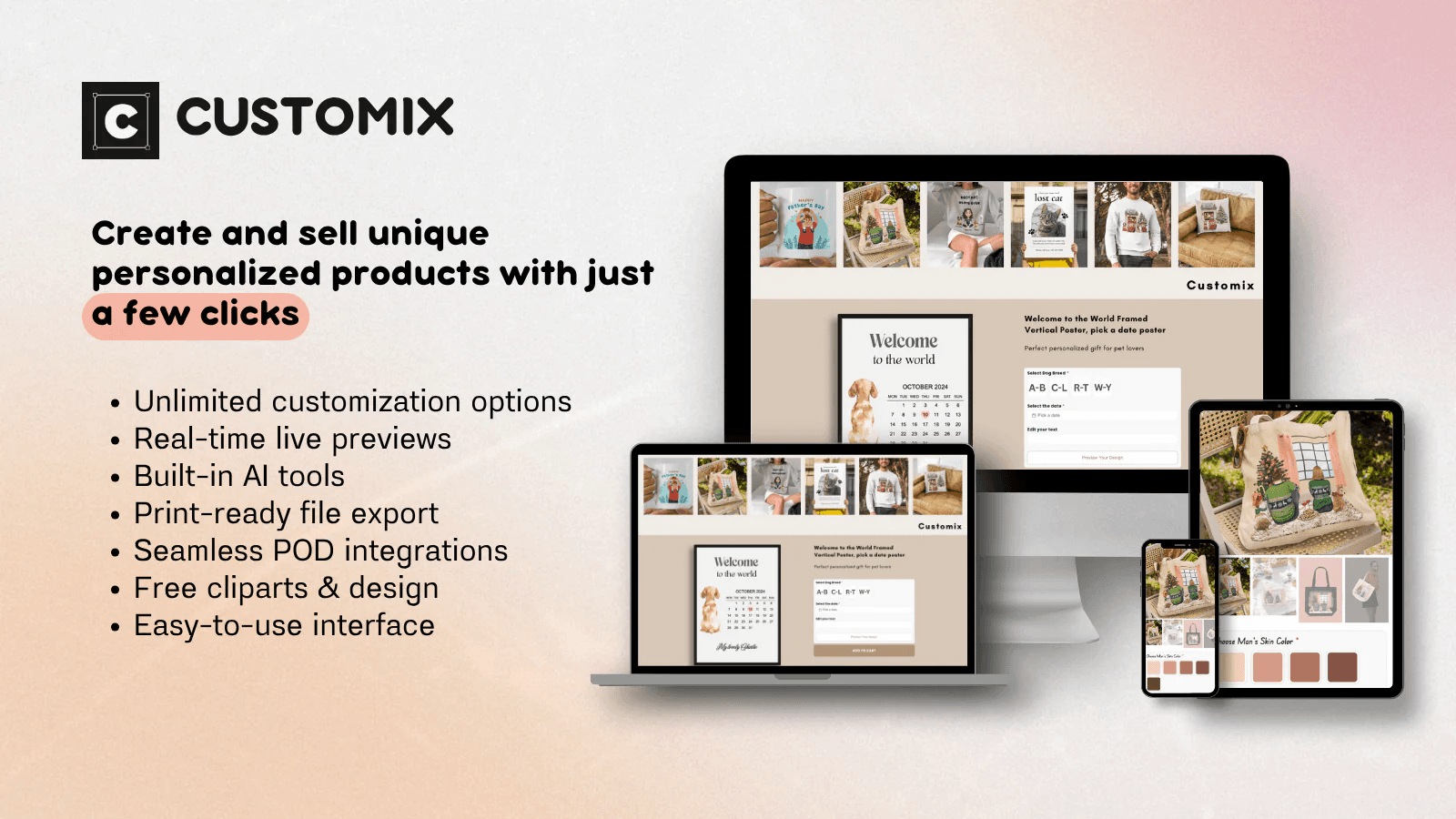 Customix Product Personalization Interface